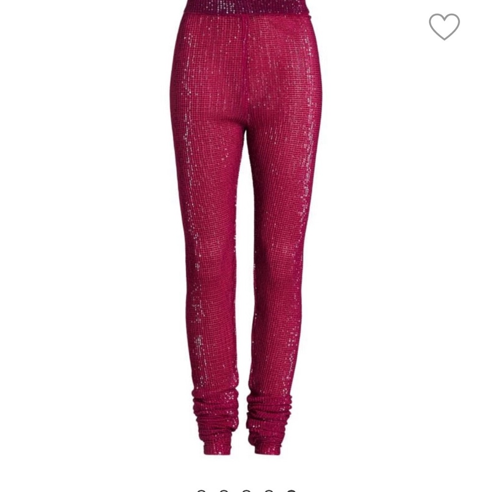 Laquan Smith sequined fuchsia pants/leggings